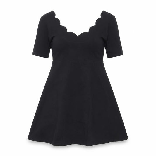 ASOS Women’s Black A-Line Scallop V-Neck Knee Length Dress Size 10