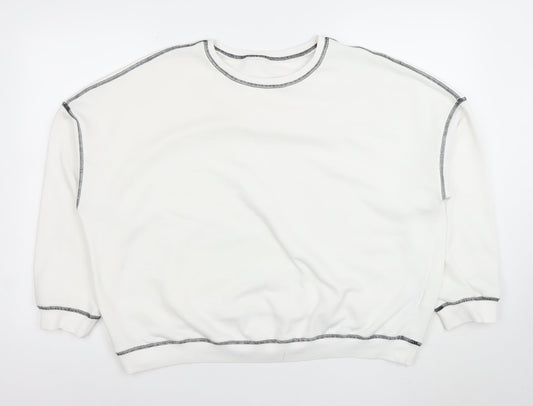 Cider Womens White XL Pullover Sweatshirt Cotton Blend Crew Neck