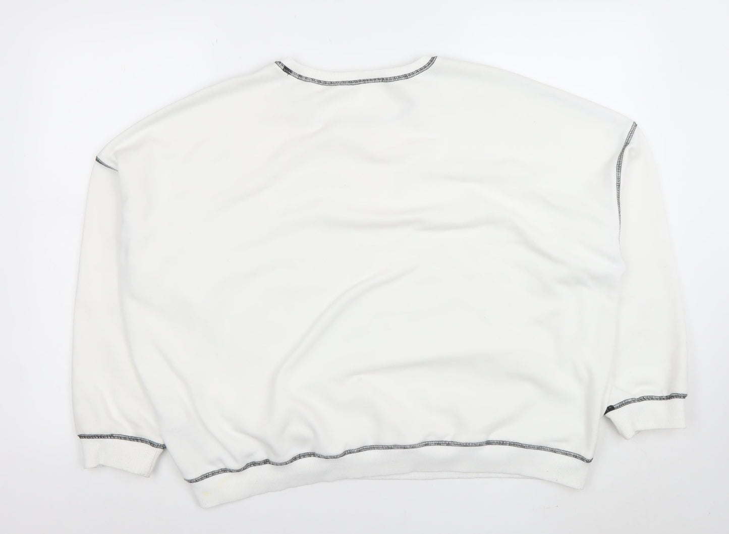 Cider Womens White XL Pullover Sweatshirt Cotton Blend Crew Neck