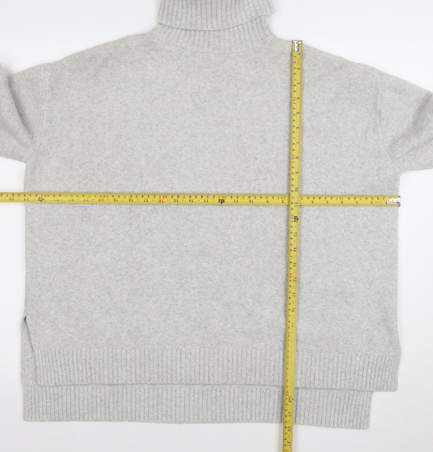 Tommy Jeans Womens Grey Roll Neck Wool Blend Jumper XS