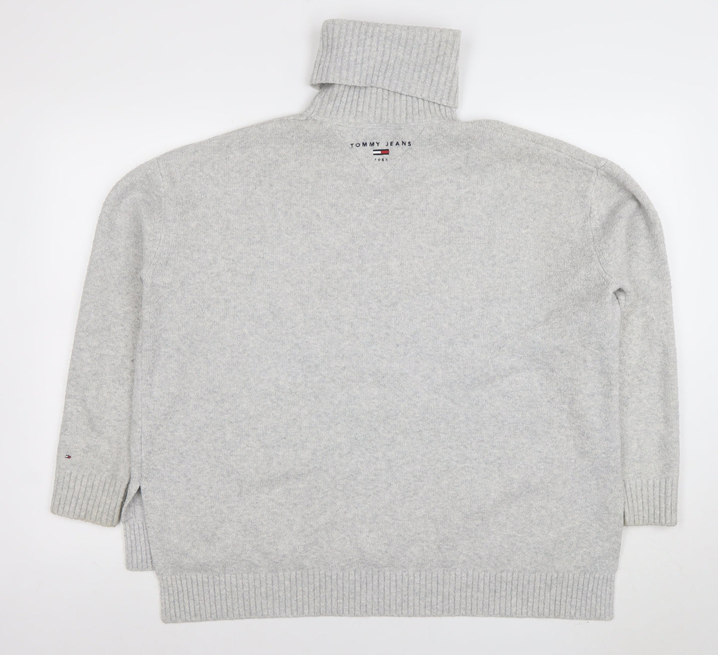 Tommy Jeans Womens Grey Roll Neck Wool Blend Jumper XS
