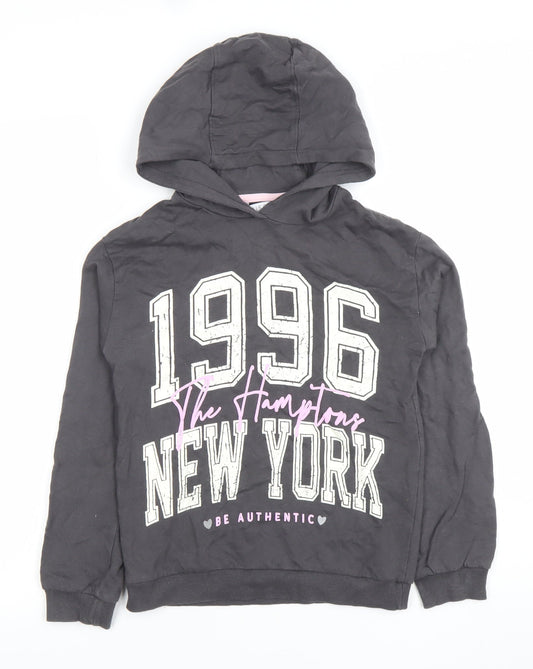 MISO Girls Black 10-11 Years Pullover Hoodie 1996 New York Graphic