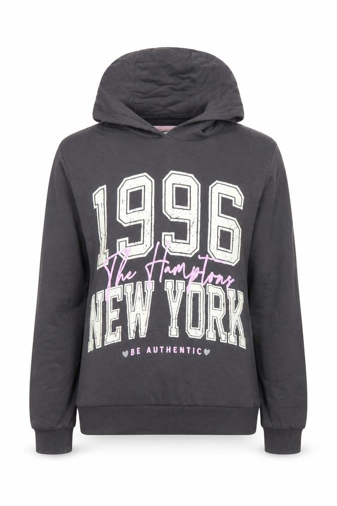 MISO Girls Black 10-11 Years Pullover Hoodie 1996 New York Graphic