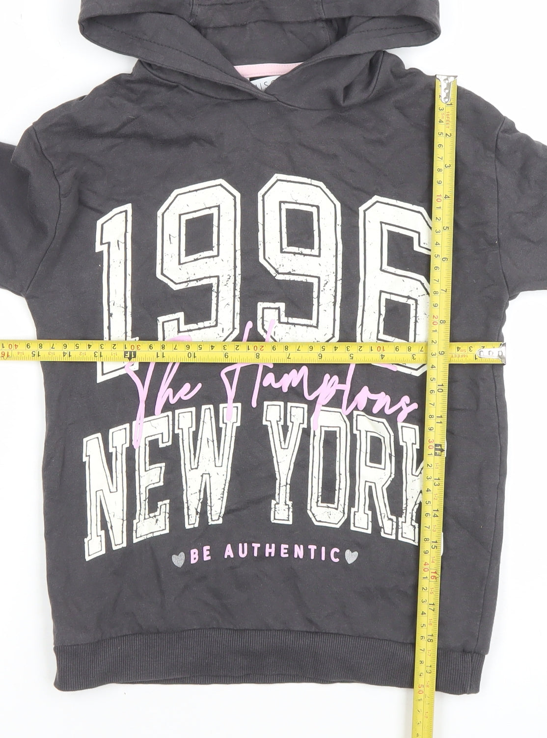 MISO Girls Black 10-11 Years Pullover Hoodie 1996 New York Graphic