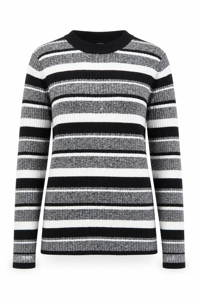 H&M Divided Women’s Black Striped Rib Knit Pullover Jumper Size S