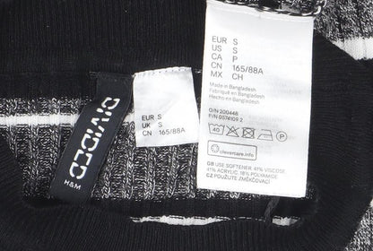H&M Divided Women’s Black Striped Rib Knit Pullover Jumper Size S