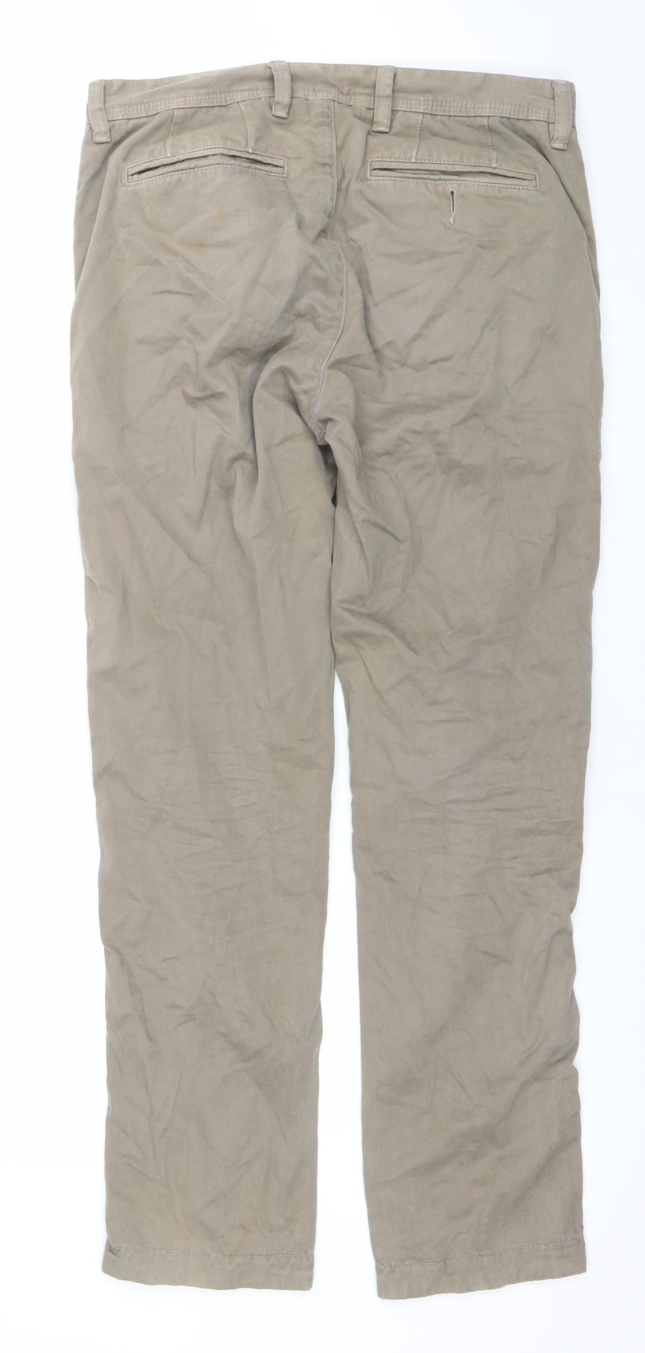 Ted Baker Men's Beige 30R Straight Fit Cotton Jeans