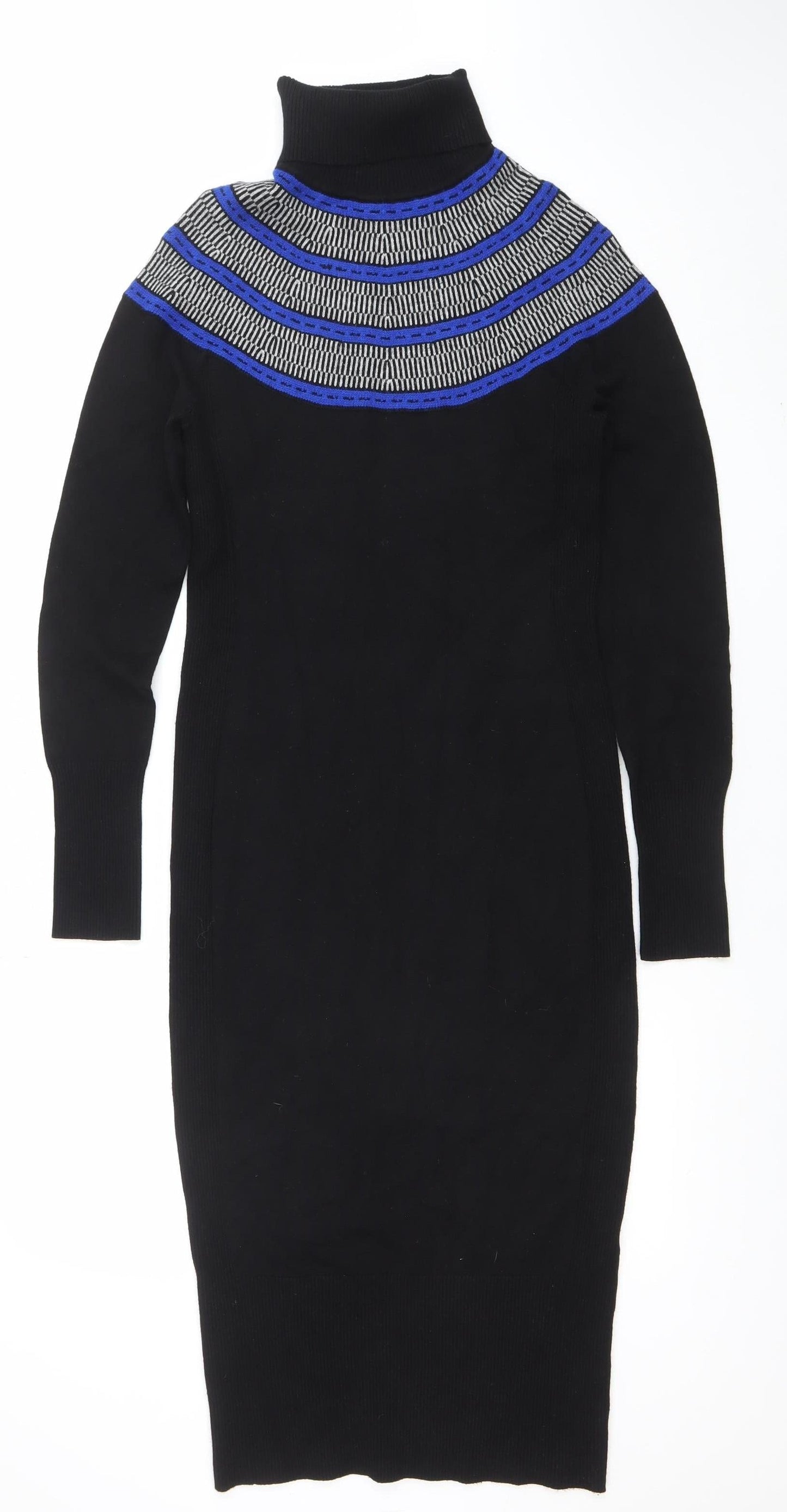 Karen Millen Women’s Black Bodycon Knit Dress Size M Long Sleeve