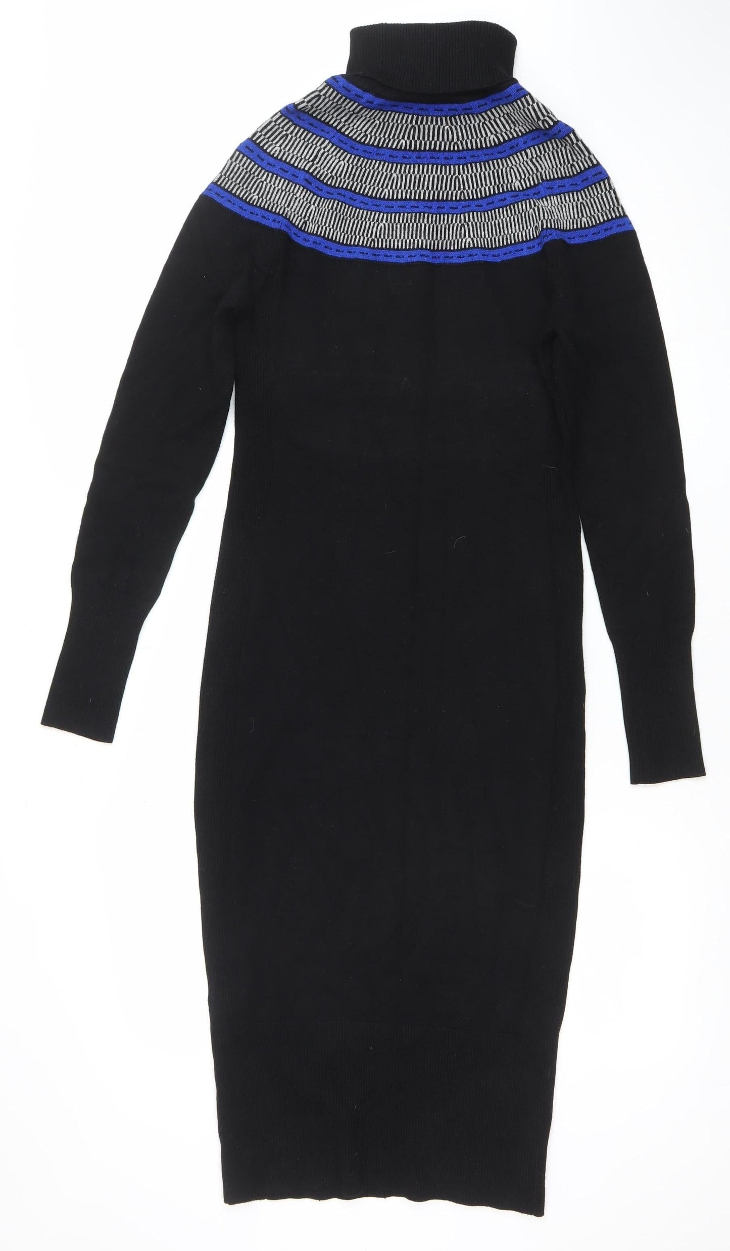 Karen Millen Women’s Black Bodycon Knit Dress Size M Long Sleeve