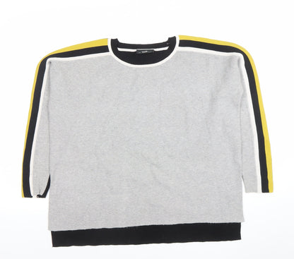 Wallis Women’s Grey Black Yellow Stripe Crew Neck Pullover Jumper M