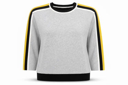 Wallis Women’s Grey Black Yellow Stripe Crew Neck Pullover Jumper M