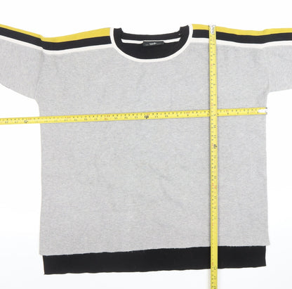 Wallis Women’s Grey Black Yellow Stripe Crew Neck Pullover Jumper M