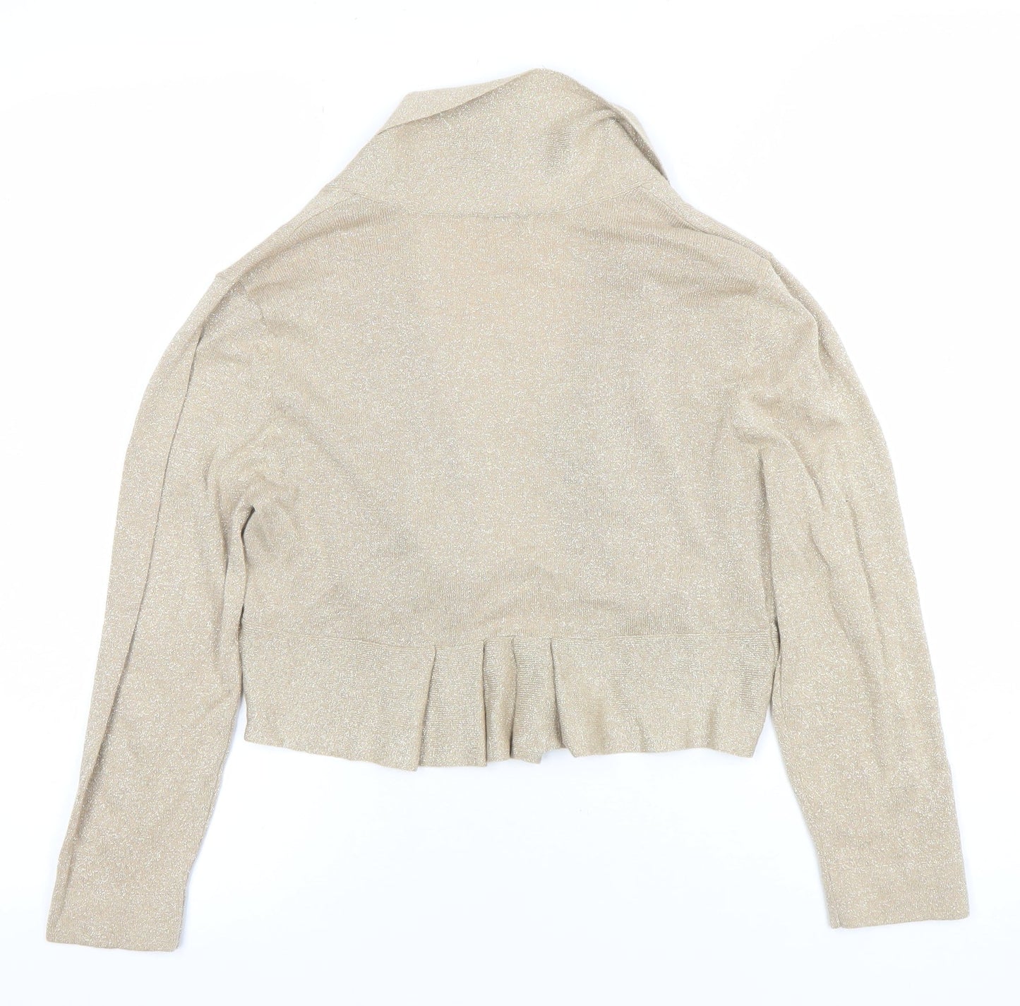 Monsoon Womens Beige Glitter Open Cardigan Size M