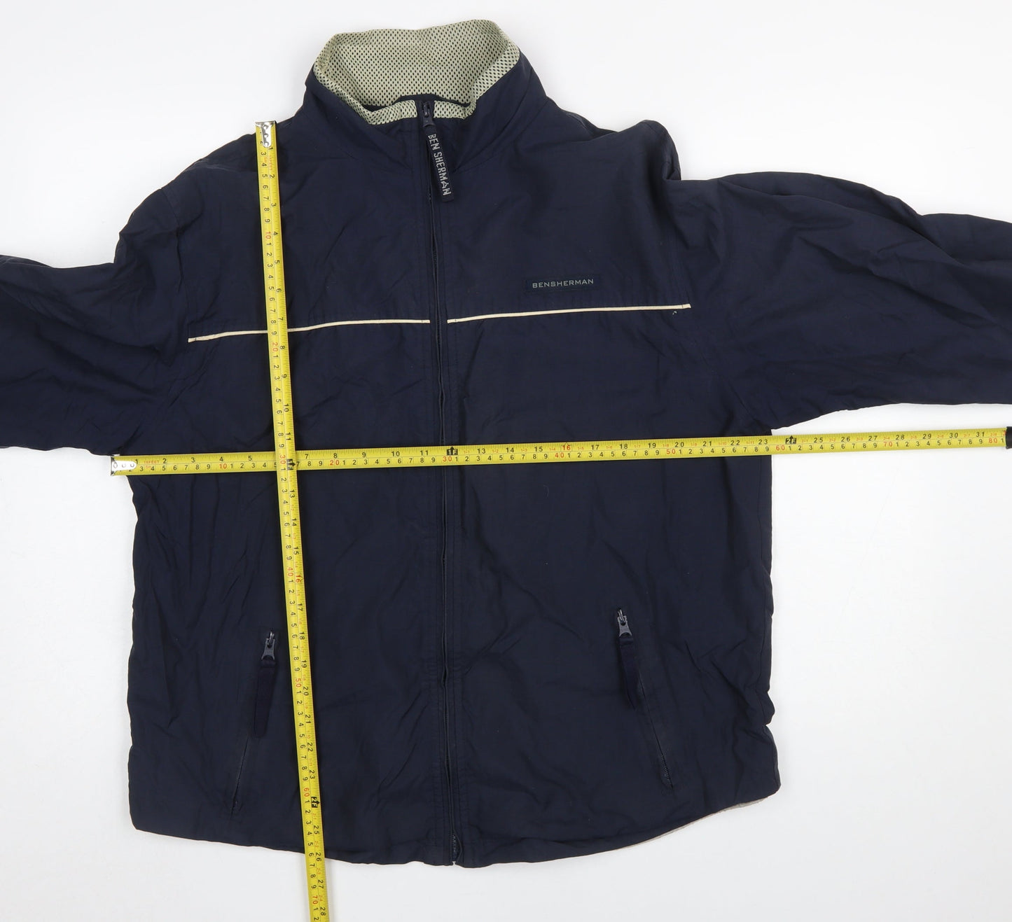 Ben Sherman Men's Blue Windbreaker Jacket M Full Zip Lightweight