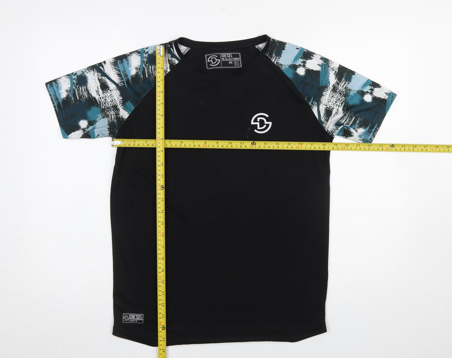 Diesel Boys Black Graphic Sleeve T-Shirt Age 15 Regular Fit