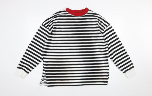Primark Women’s Black & White Striped Pullover Sweatshirt 2XS Cotton Blend