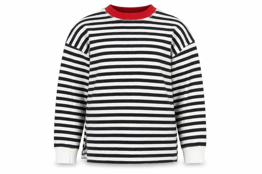 Primark Women’s Black & White Striped Pullover Sweatshirt 2XS Cotton Blend