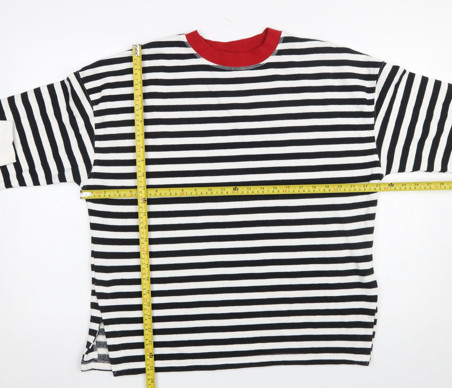 Primark Women’s Black & White Striped Pullover Sweatshirt 2XS Cotton Blend