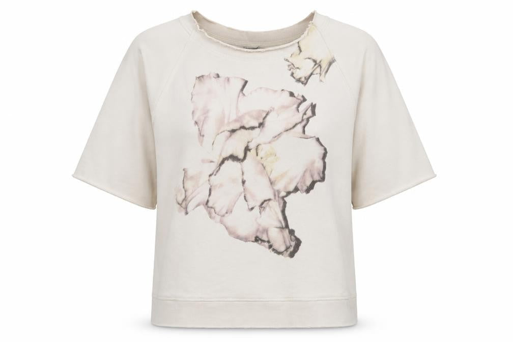 AllSaints Women's Beige Floral Pullover Sweatshirt Size S Cotton Blend