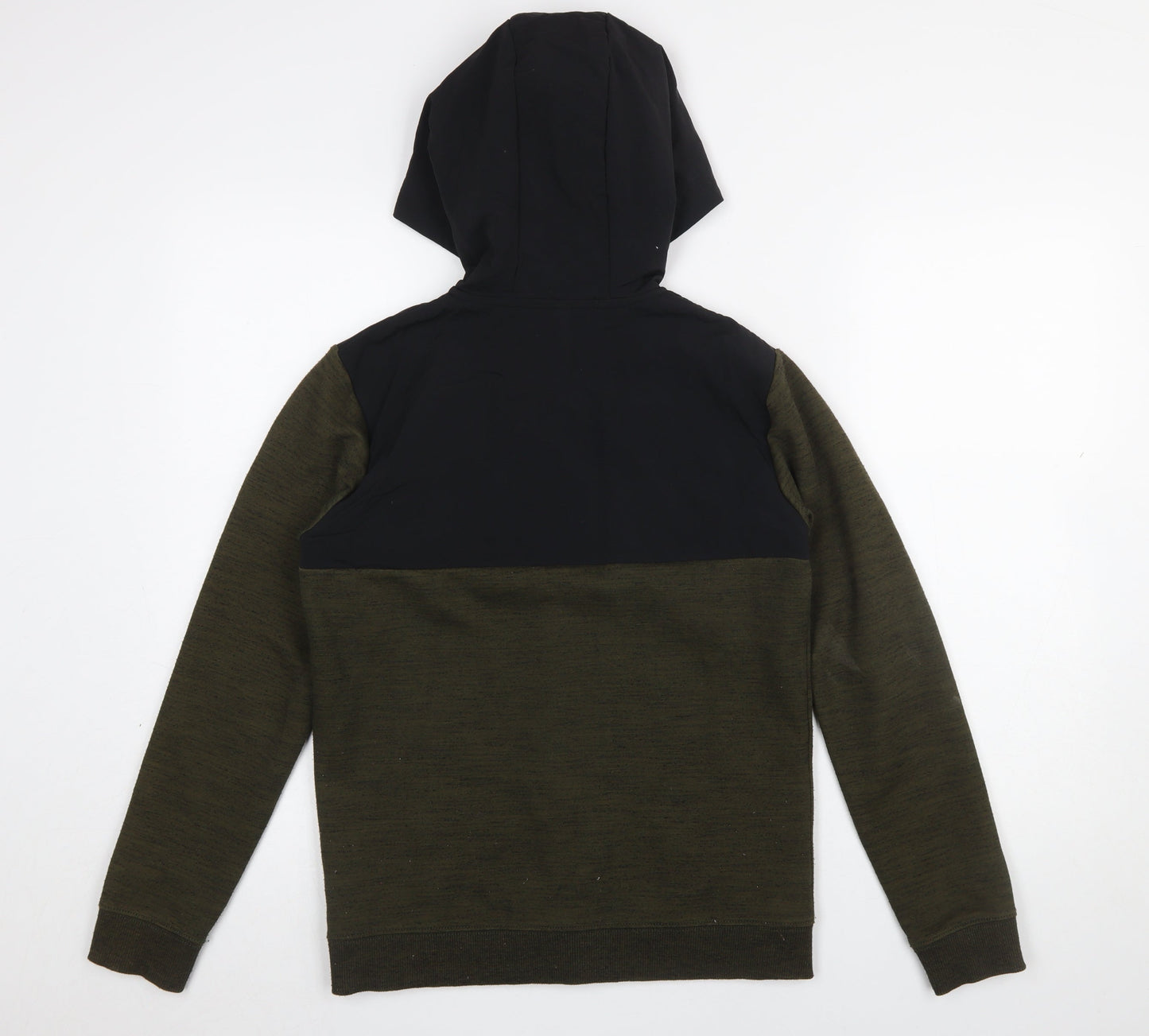 Marks and Spencer Boys Green Hooded Full Zip Colourblock Jacket 12-13 Years