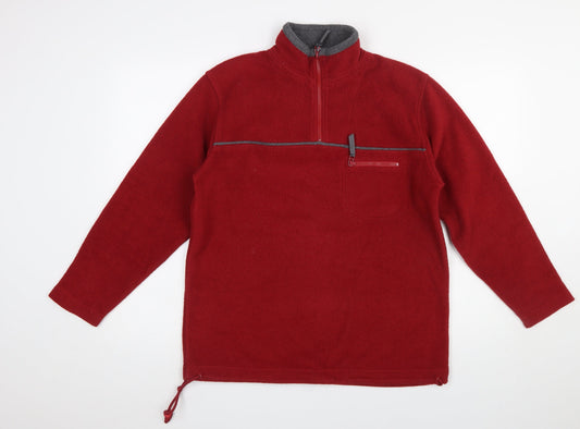 Anne Brooks Petite Red Fleece 1/4 Zip Pullover Sweatshirt UK 10