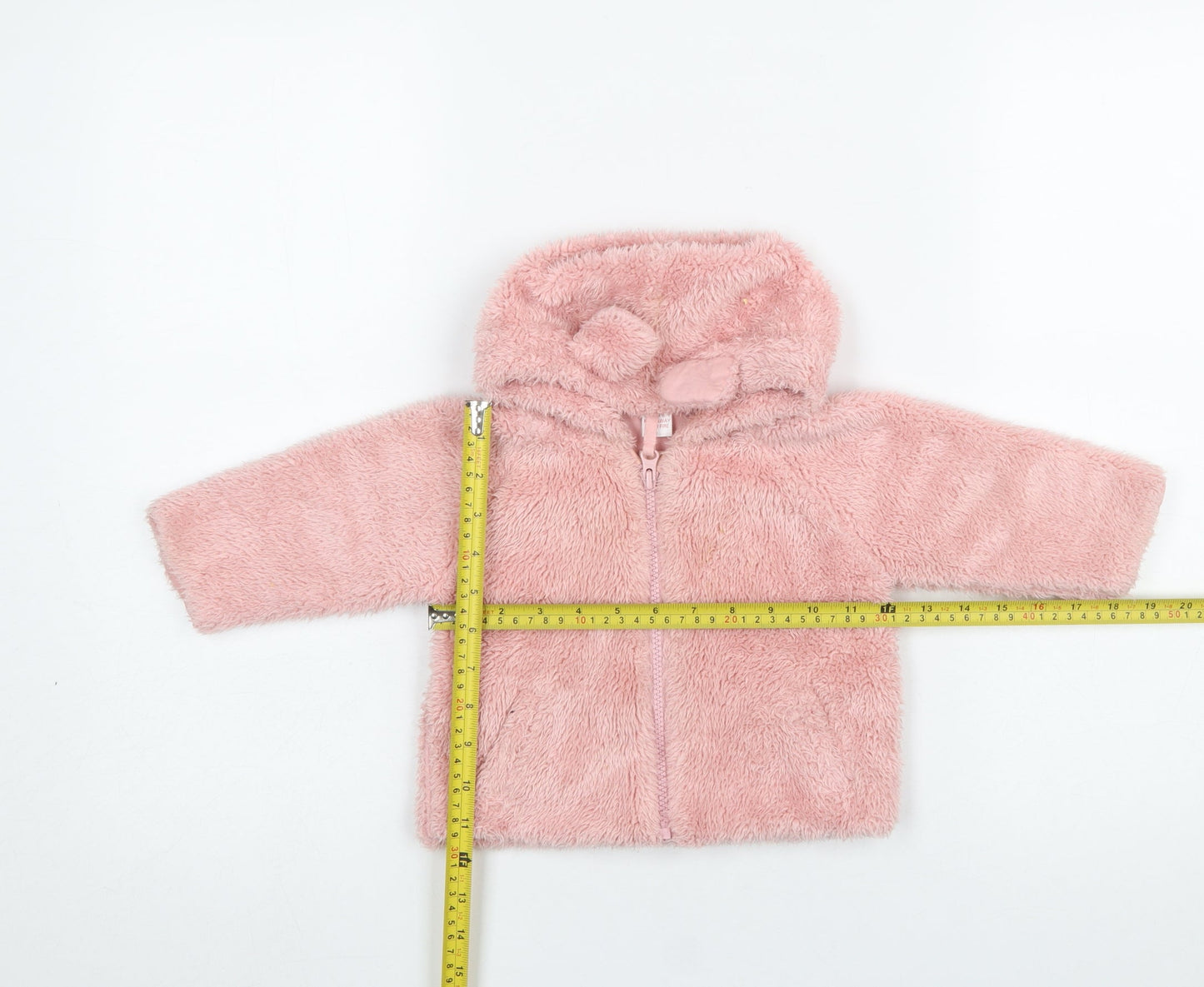Next Girls Pink Faux Fur Hooded Jacket 6-9 Months Lined Winter Coat