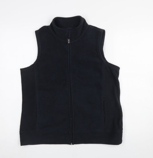 Bm Women's Black Fleece Sleeveless Zip Waistcoat Size M