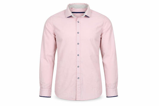 Silvio Valentin Men's Pink Slim Fit Long Sleeve Cotton Button-Up Shirt Size L
