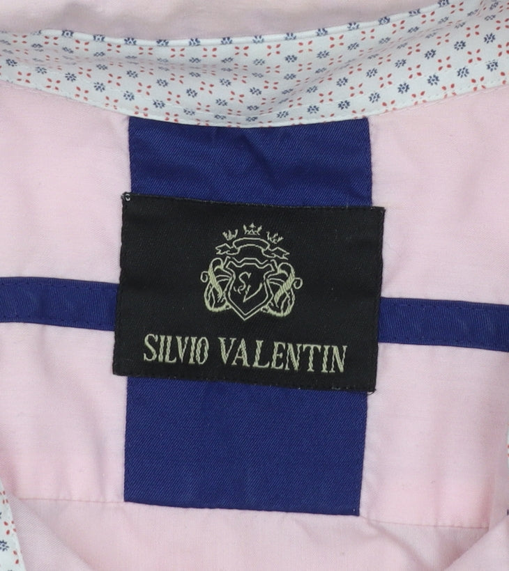 Silvio Valentin Men's Pink Slim Fit Long Sleeve Cotton Button-Up Shirt Size L