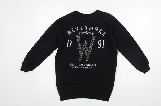 Wednesday Girls Black Rhinestone Nevermore Sweatshirt 10-11 Years