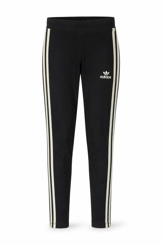 Adidas Women Black Leggings Size 4 Athletic 3-Stripes Cotton Blend