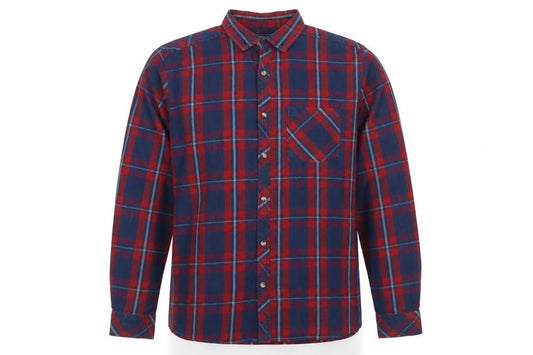 Peacocks Men’s Red Blue Check Long Sleeve Regular Fit Cotton Shirt L