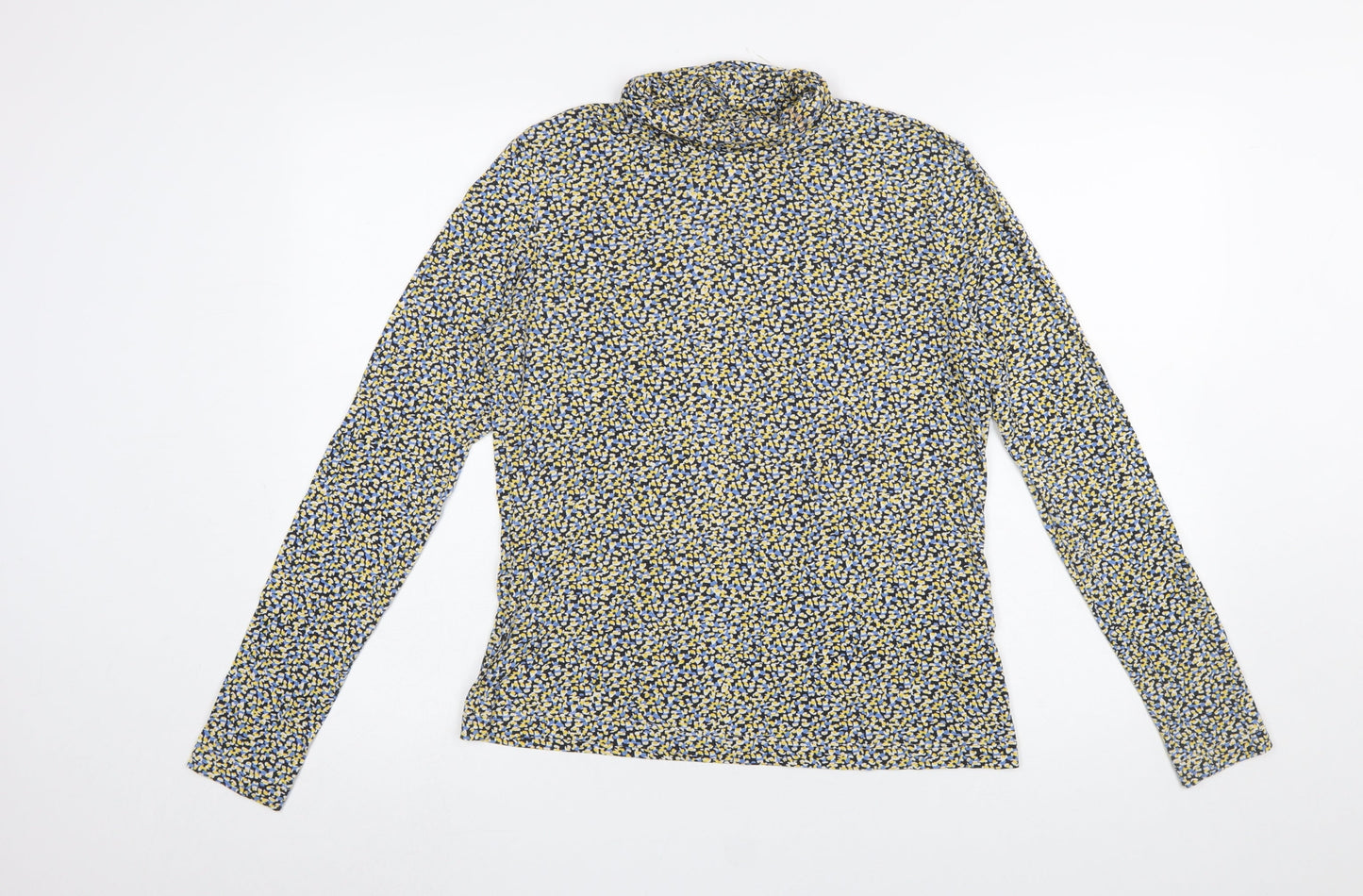 H&M Women's Multicoloured Floral Roll Neck Long Sleeve Jersey Top Size L