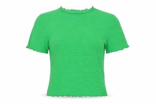 Next Women Green Short Sleeve Textured Stretch T-Shirt UK 14