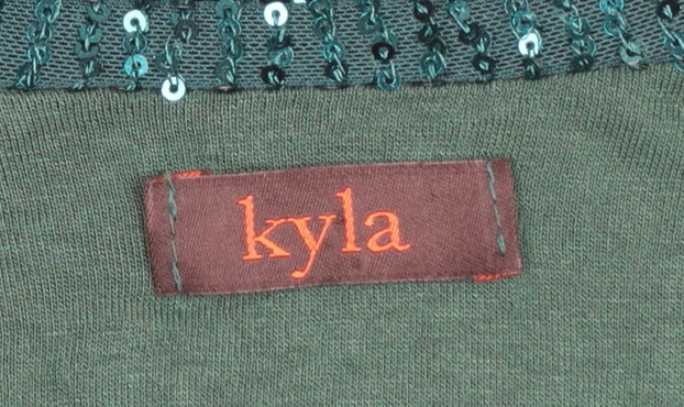Kyla Women's Green Sequin Long Sleeve Fit & Flare Party Dress Size S