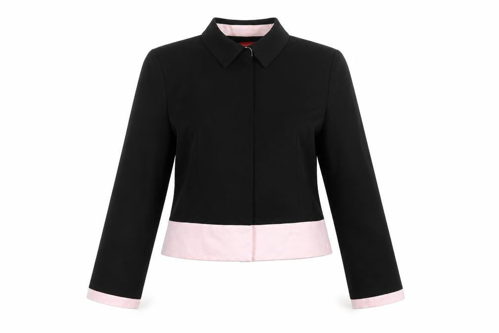 Alain Manoukian Women's Black & Pink Cropped Blazer Size 14