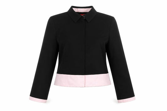 Alain Manoukian Women's Black & Pink Cropped Blazer Size 14