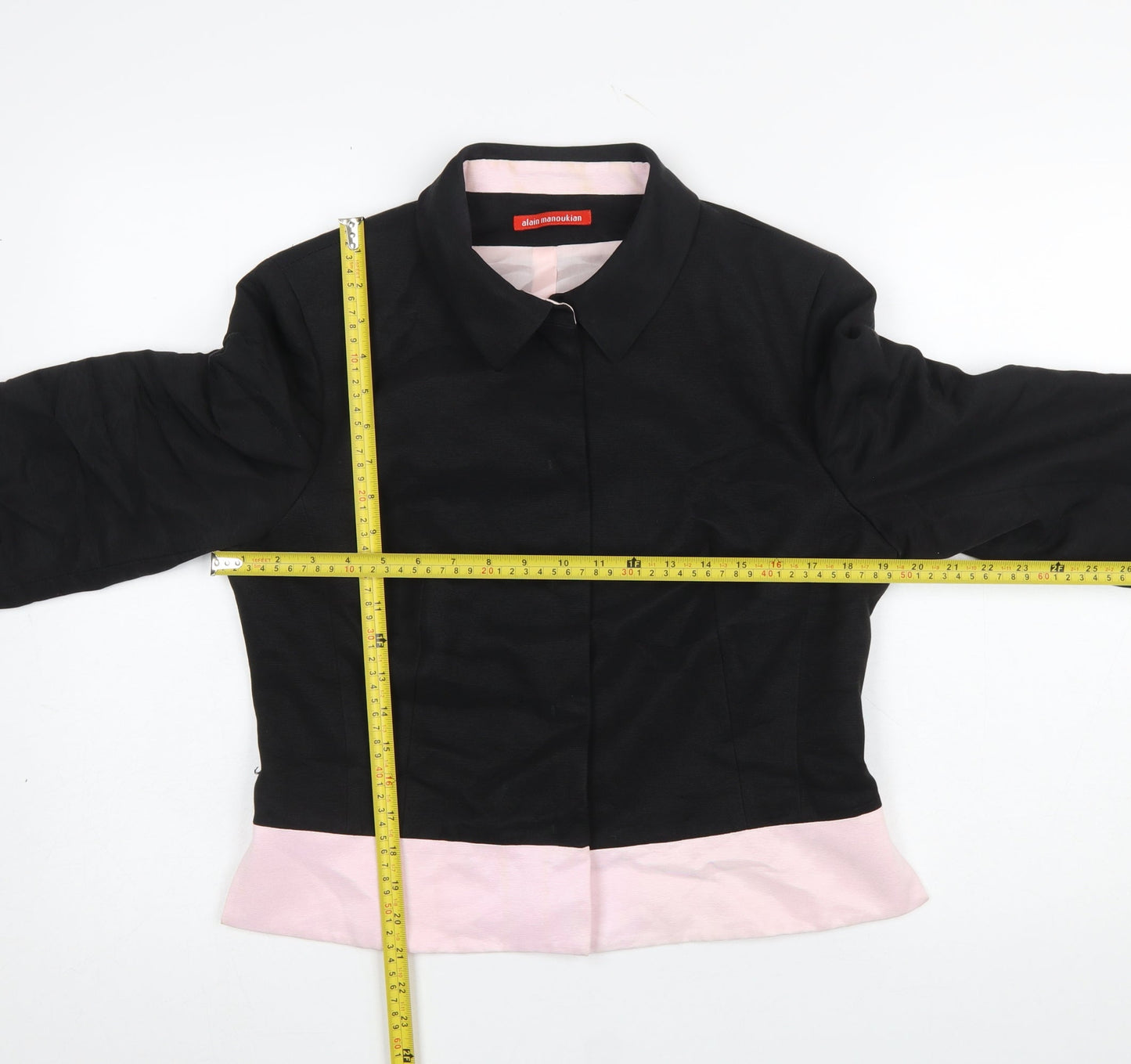 Alain Manoukian Women's Black & Pink Cropped Blazer Size 14