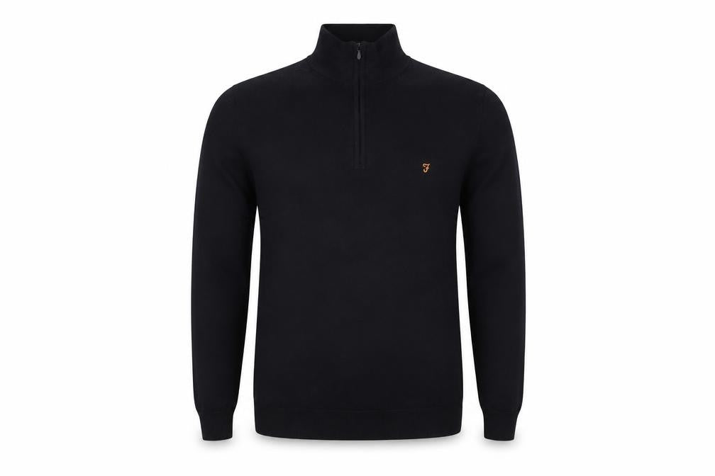 Farah Men's Black Merino Wool 1/4 Zip Jumper M
