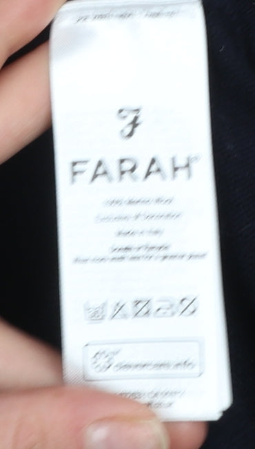 Farah Men's Black Merino Wool 1/4 Zip Jumper M