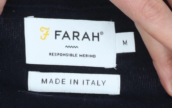 Farah Men's Black Merino Wool 1/4 Zip Jumper M