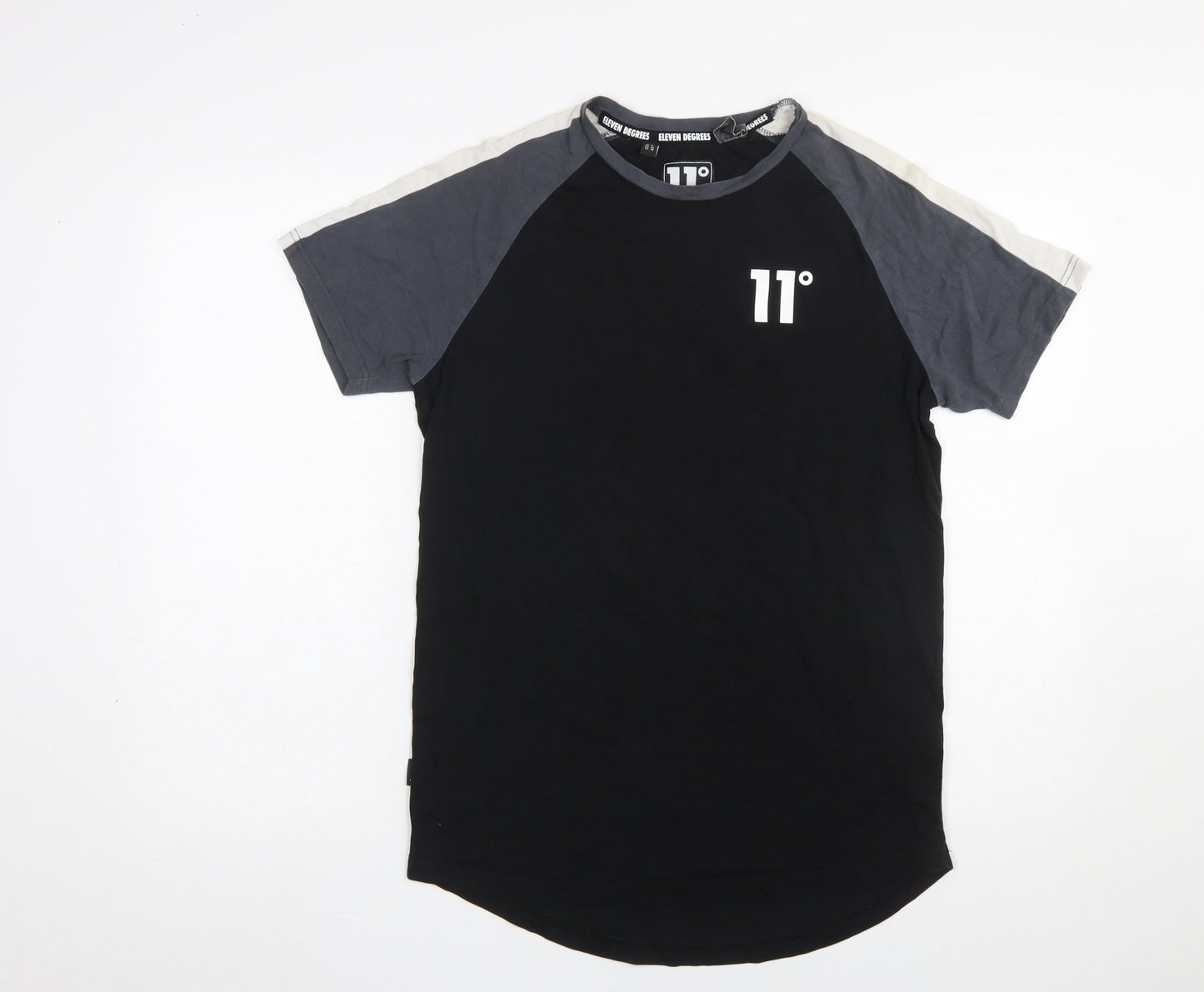 11 Degrees Men's Black Colourblock Slim Fit T-Shirt Size S