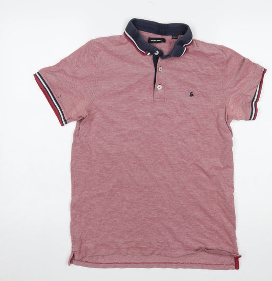 Jack & Jones Men's Red Short Sleeve Polo Shirt Size L