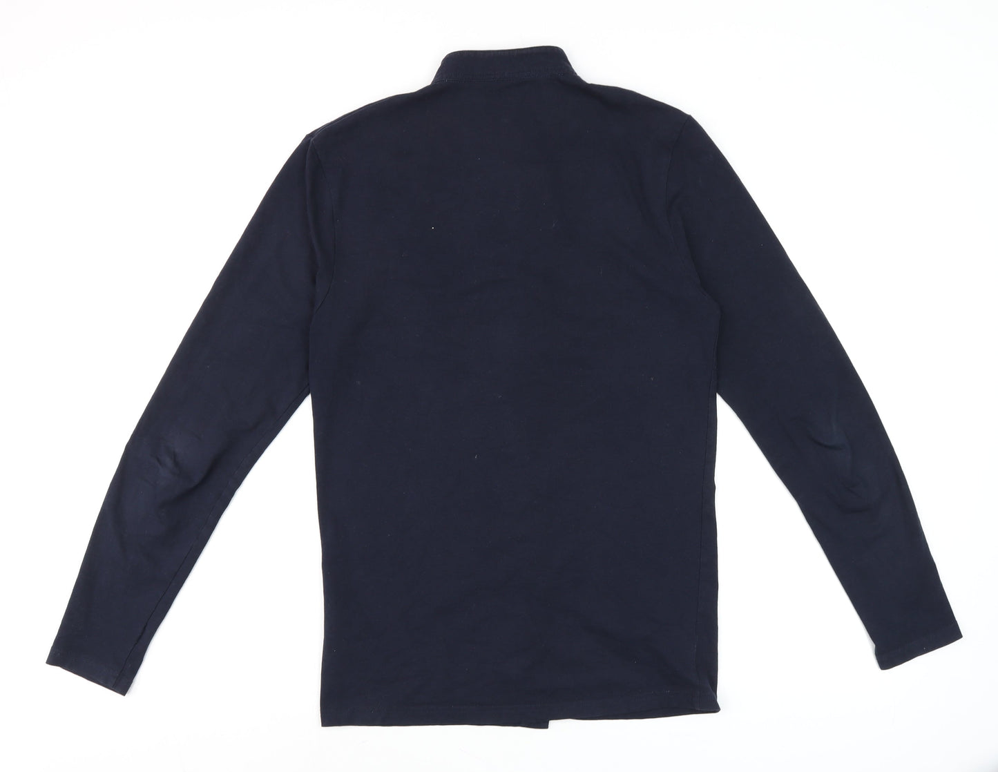 boohooMAN Men’s Blue Slim Fit Band Collar Long Sleeve Cotton Shirt M