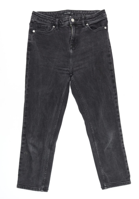 F&F Women’s Black Dark Wash Skinny Jeans UK 10 Slim Fit Cotton Blend
