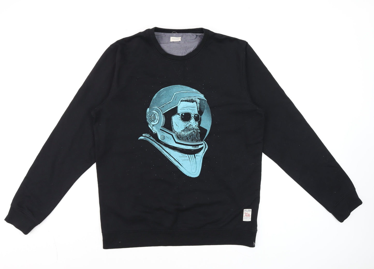 Peter England Mens Black XL Space Graphic Pullover Sweatshirt
