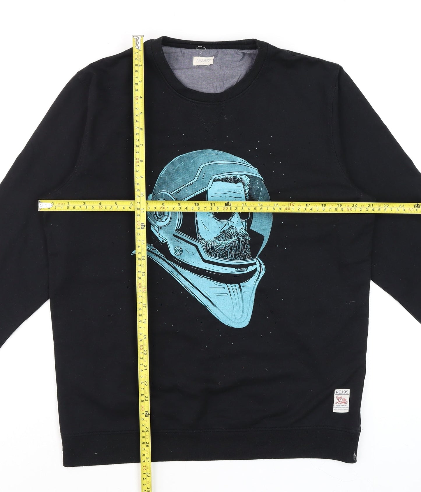 Peter England Mens Black XL Space Graphic Pullover Sweatshirt
