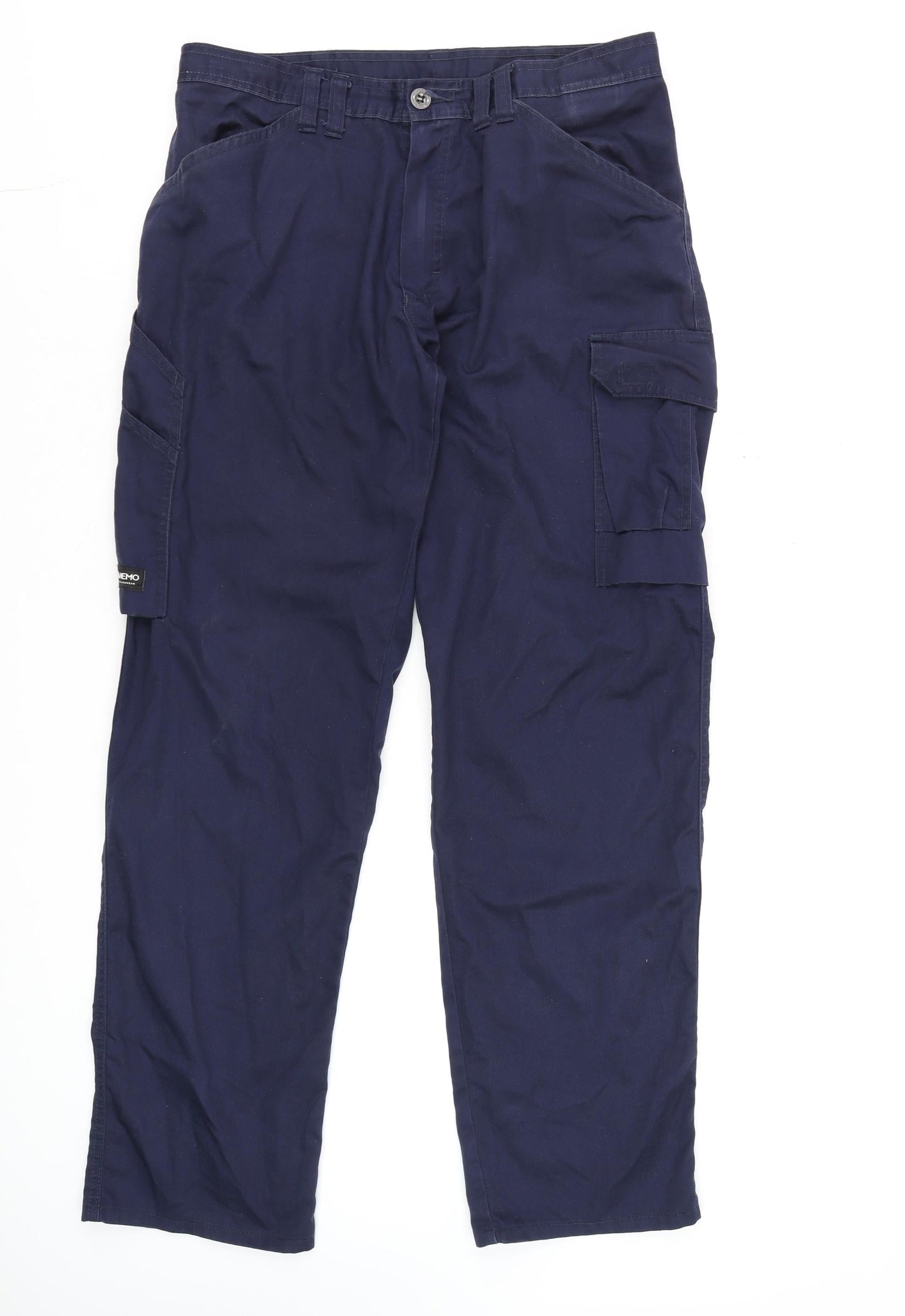 Tranemo Men's Navy Blue Cargo Workwear Trousers 34R Polyester Cotton Blend