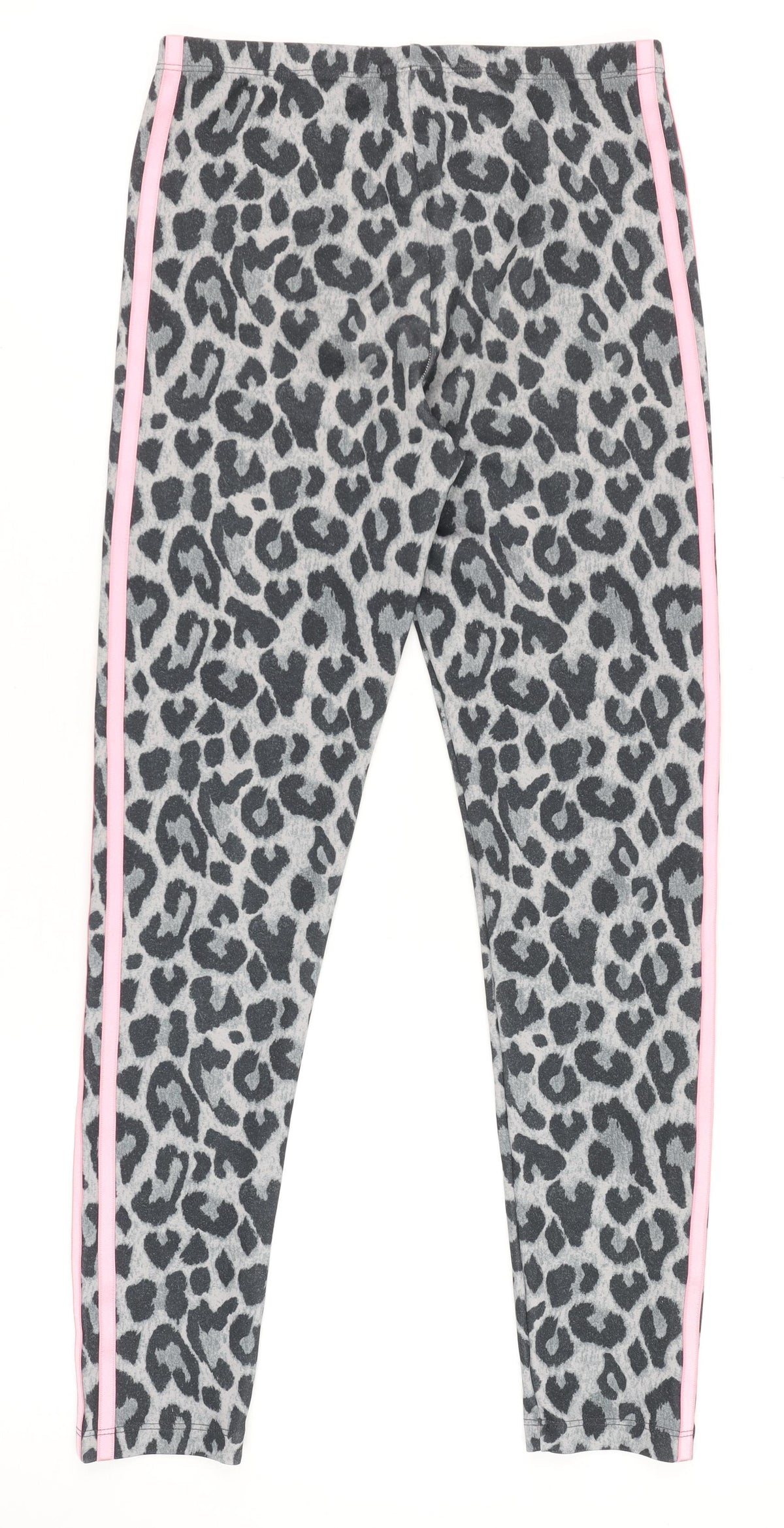 adidas Girls Grey Leopard Print 3-Stripes Leggings 11-12 Years