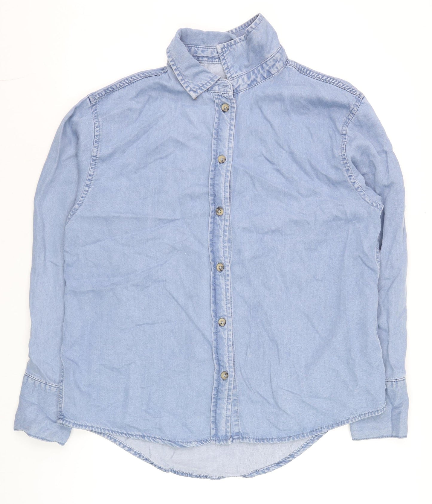 Denim Co. Women’s Blue XS Cotton Button-Up Long Sleeve Shirt